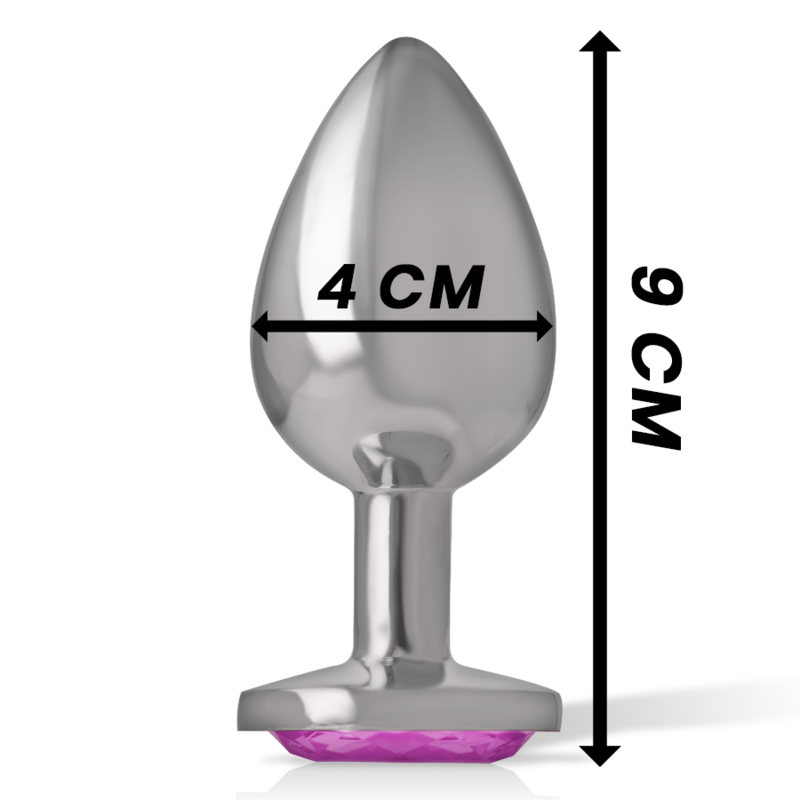 INTENSE - PLUG ANAL EN MÉTAL ALUMINIUM AVEC CRISTAL ROSE TAILLE L - Sensualia
