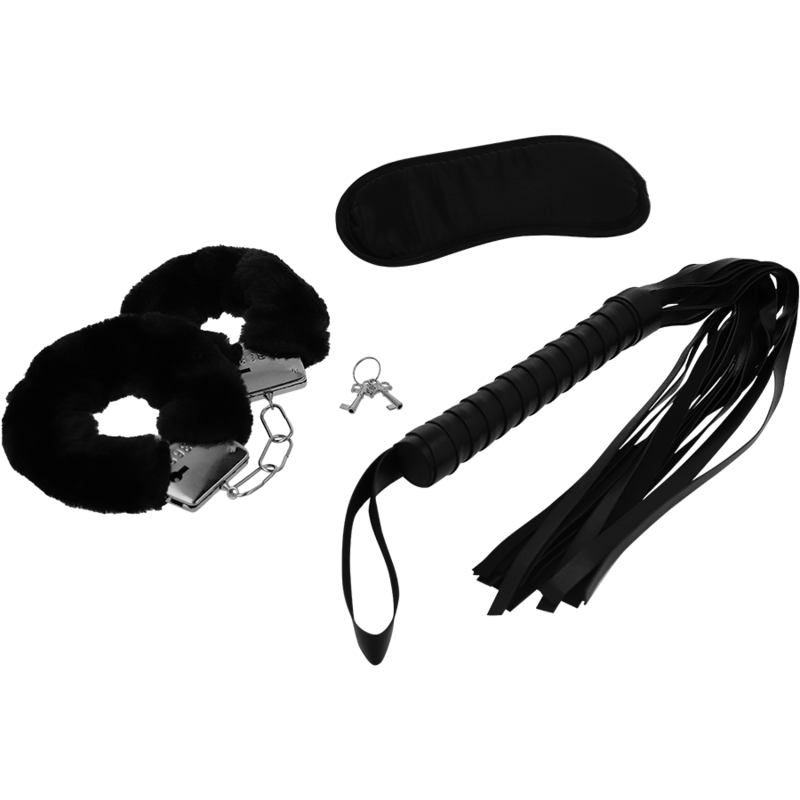 INTENSE - FETISH PLAYSET ÉROTIQUE 1 AVEC MENOTTES, MASQUE AVEUGLE ET FLOGGER - Sensualia