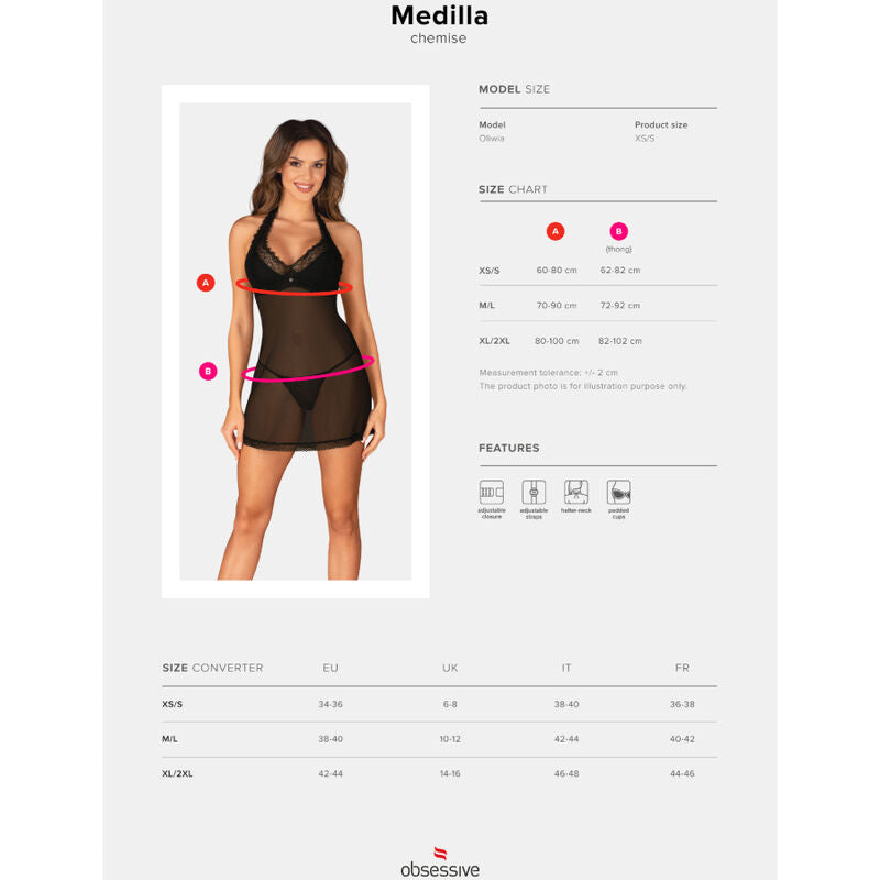 OBSESSIVE - CHEMISE MEDILLA & STRING XS/S - Sensualia