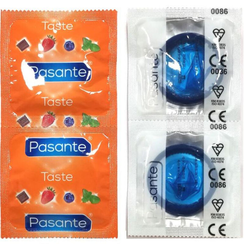 PASANTE - PRÉSERVATIFS SAVEUR BLEUET SAC 144 UNITÉS - Sensualia