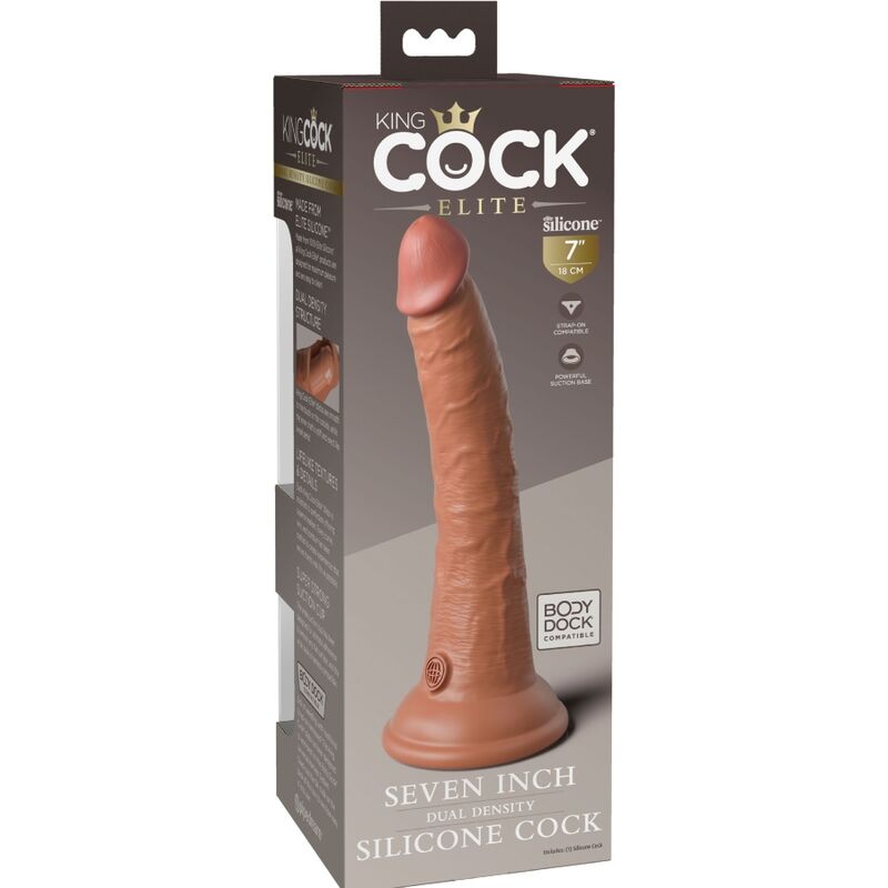 KING COCK - ELITE GODE RÉALISTE EN SILICONE 17.8 CM CARAMEL - Sensualia