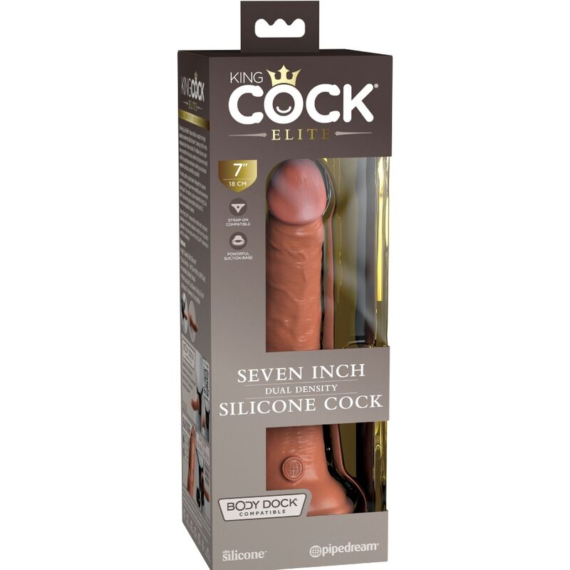 KING COCK - ELITE GODE RÉALISTE EN SILICONE 17.8 CM CARAMEL - Sensualia