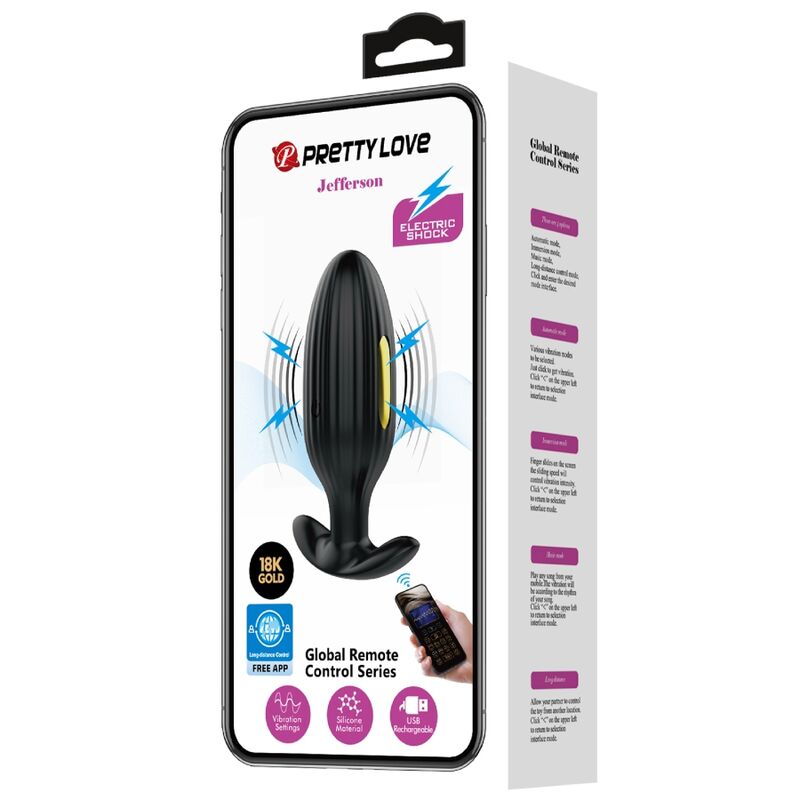 PRETTY LOVE - PLUG ANAL CONTRÔLÉ PAR APPLICATION JEFFERSON NOIR - Sensualia