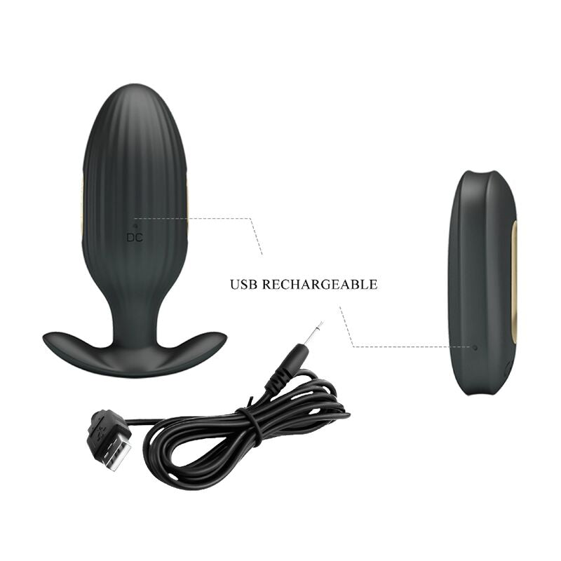PRETTY LOVE - VIBRATEUR ANAL RECHARGEABLE KELLY PLUG NOIR - Sensualia
