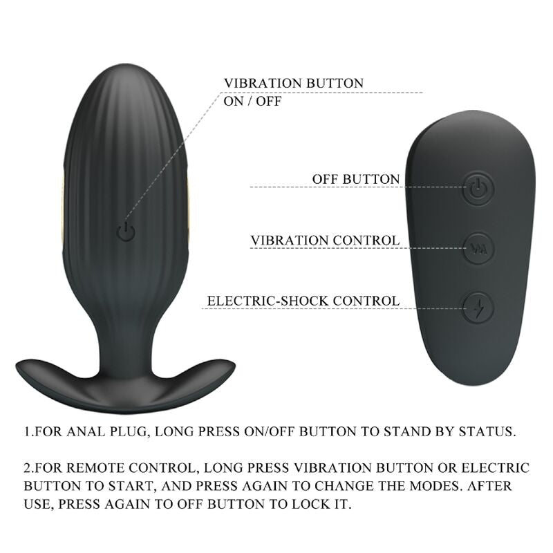 PRETTY LOVE - VIBRATEUR ANAL RECHARGEABLE KELLY PLUG NOIR - Sensualia