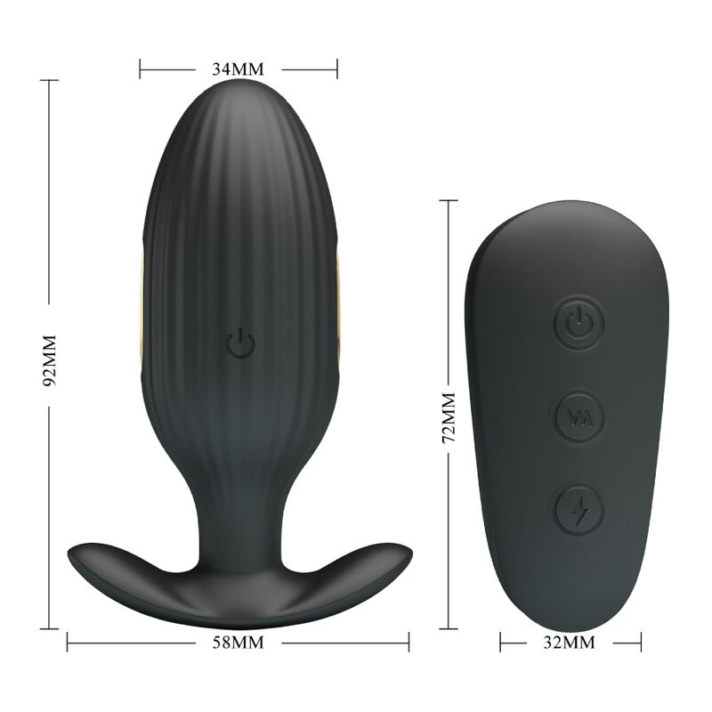 PRETTY LOVE - VIBRATEUR ANAL RECHARGEABLE KELLY PLUG NOIR - Sensualia