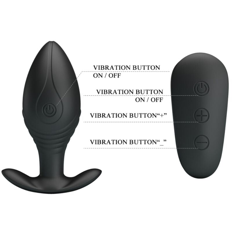 PRETTY LOVE - VIBRATEUR RECHARGEABLE REGINA ANAL PLUG NOIR - Sensualia