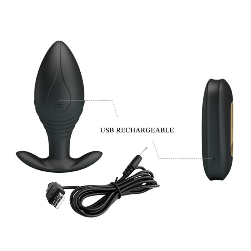 PRETTY LOVE - VIBRATEUR RECHARGEABLE REGINA ANAL PLUG NOIR - Sensualia