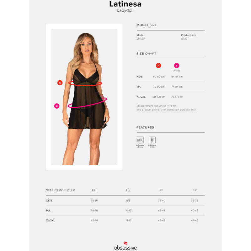 OBSESSIVE - LATINESA BABYDOLL & TANGA XS/S - Sensualia