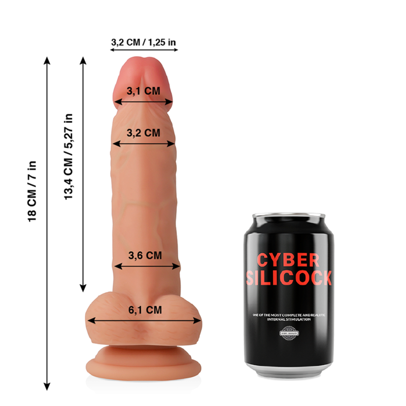 CYBER SILICOCK - JUDE SILICONE LIQUIDE SOUPLE ULTRA RÉALISTE 18 CM -O- 3.2 CM - Sensualia