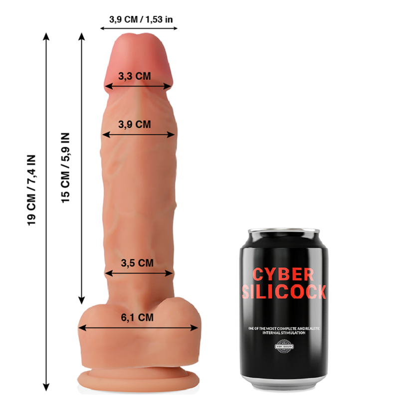 CYBER SILICOCK - OLIVER SILICONE LIQUIDE SOUPLE ULTRA RÉALISTE 19 CM -O- 3.9 CM - Sensualia