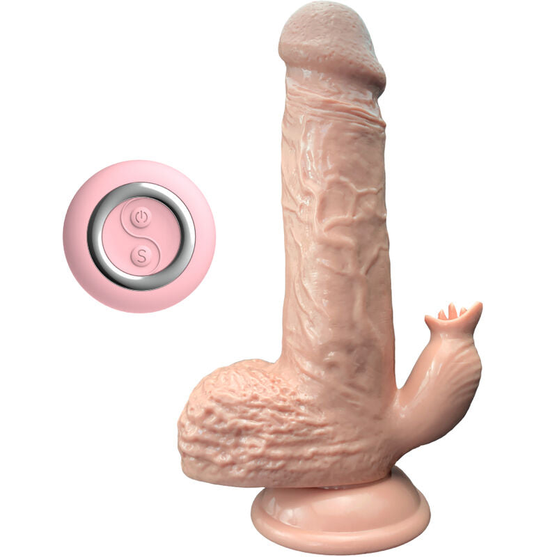 ARMONY - VIBRATEUR RÉALISTE & GODE DE POUSSÉE AVEC STIMULATEUR DE LANGUE 19 CM - Sensualia