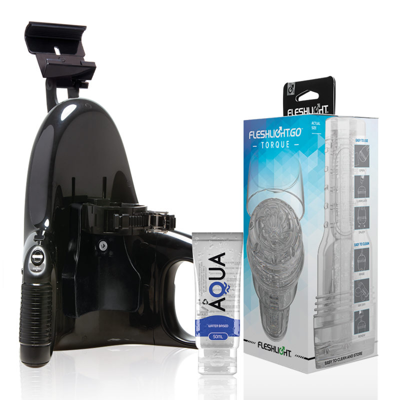FLESHLIGHT - GO MASTURBADOR TORQUE ICE + LANCEMENT UNIVERSEL + LUBRIFIANT DE QUALITÉ AQUA 50 ML - Sensualia