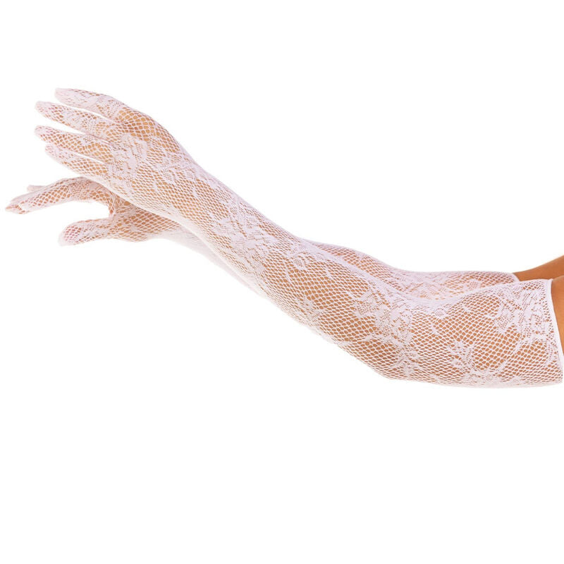 LEG AVENUE - GUANTES RED FLORAL BLANCO - Sensualia