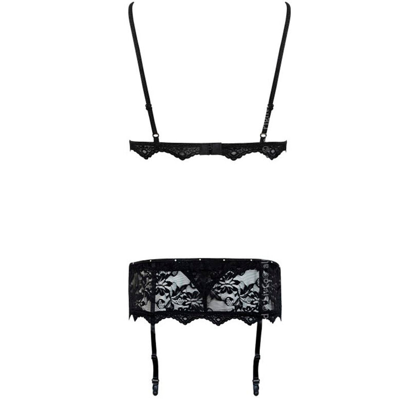 LIVCO CORSETTI FASHION - BELITA LC 90231 SUJETADOR + PANTY + LIGUERO NEGRO S/M - Sensualia