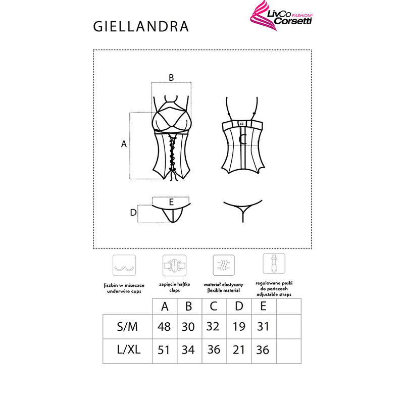 LIVCO CORSETTI FASHION - GIELLANDRA FOR THE SENSES COLLECTION CORSET + PANTY NEGRO - Sensualia