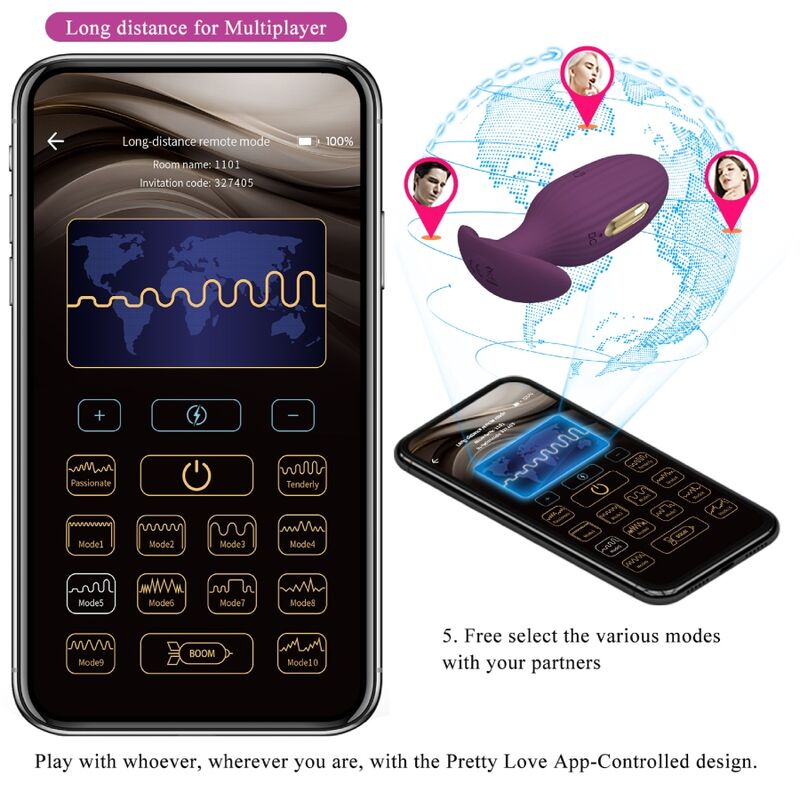 PRETTY LOVE - PLUG ANAL CONTRÔLÉ PAR APPLICATION JEFFERSON VIOLET - Sensualia
