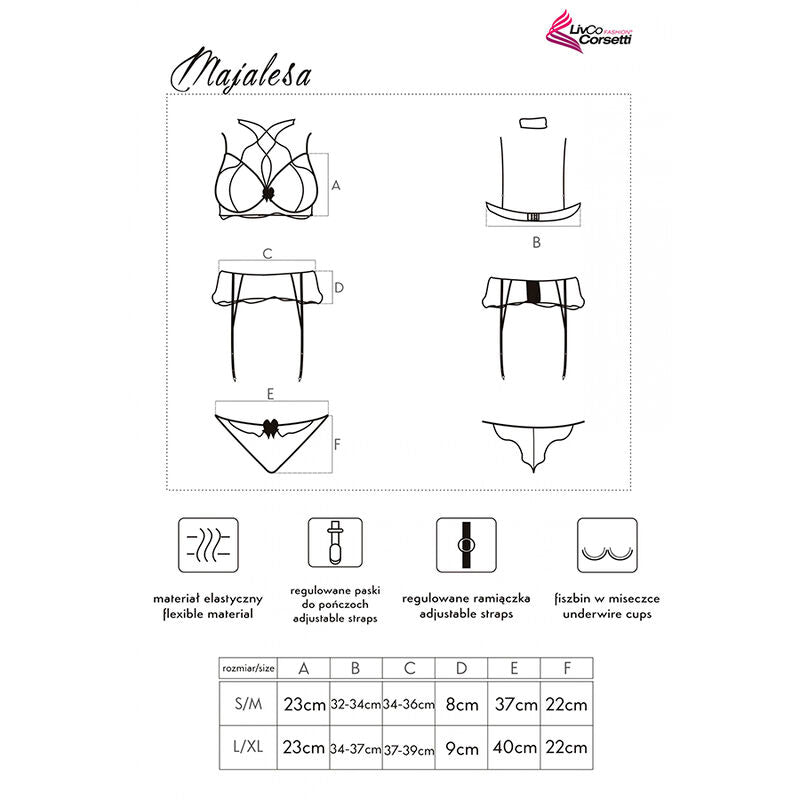 LIVCO CORSETTI FASHION - MAJALESA LC 90526 SUJETADOR + LIGUERO + PANTY BLACK - Sensualia