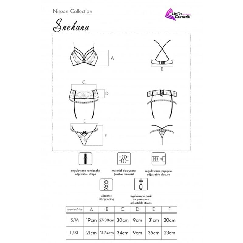 LIVCO CORSETTI FASHION - SNEHANA LC 90443 SUJETADOR + LIGUERO + PANTY NEGRO - Sensualia