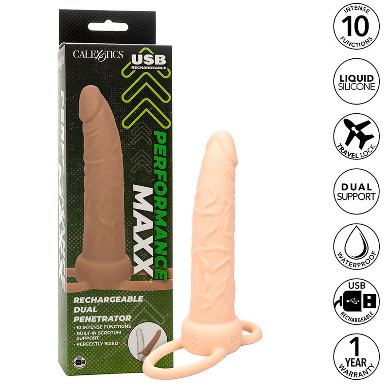 CALEXOTICS - PERFORMANCE MAXX RECHARGEABLE DOUBLE PÉNÉTRATEUR PEAU CLAIRE - Sensualia