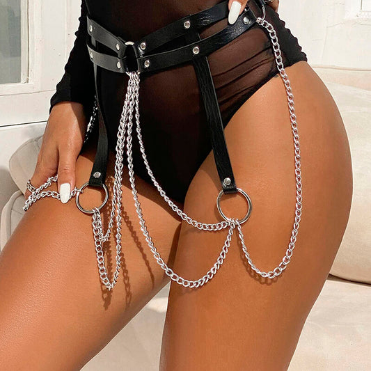 SUBBLIME - CHAINE BAGUE CUIR CEINTURE NOIR TAILLE UNIQUE - Sensualia