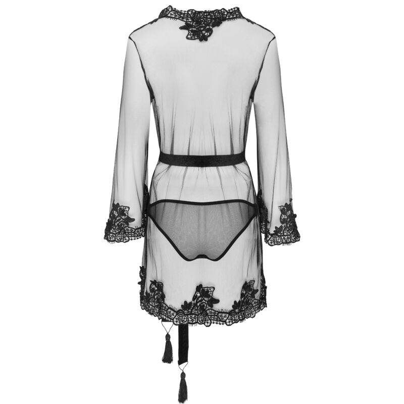 LIVCO CORSETTI FASHION - ROBE DE CHAMBRE + CULOTTE HERINA LC XG056 NOIR TAILLE UNIQUE - Sensualia