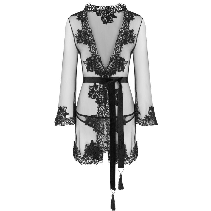 LIVCO CORSETTI FASHION - ROBE DE CHAMBRE + CULOTTE HERINA LC XG056 NOIR TAILLE UNIQUE - Sensualia