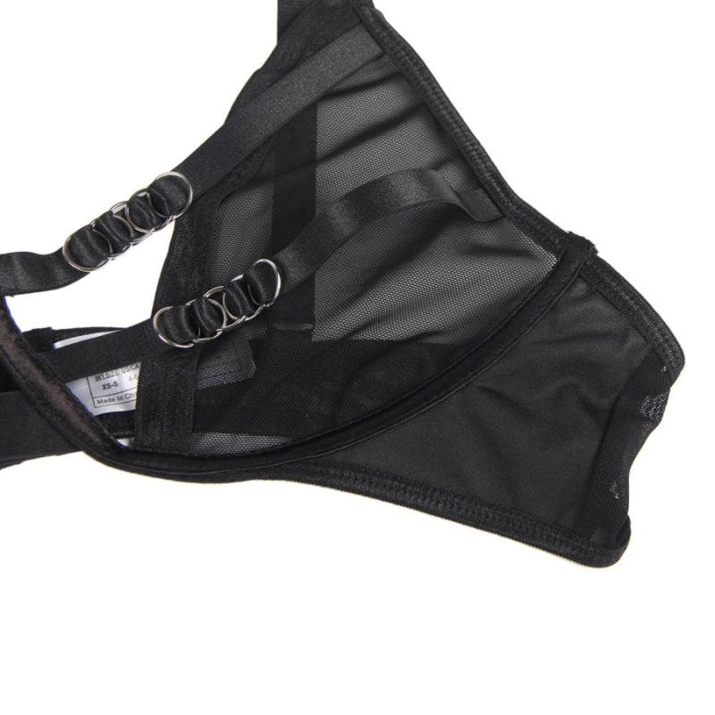 SUBBLIME - ENSEMBLE DEUX PIÈCES DE SOUTIEN-GORGE TRANSPARENT ET BANDES S/M - Sensualia