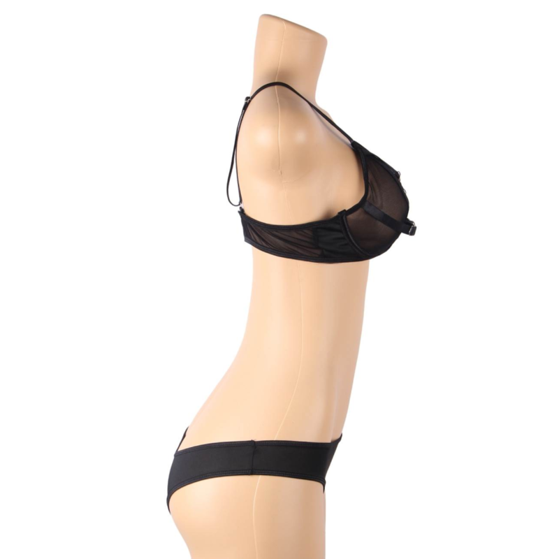 SUBBLIME - ENSEMBLE DEUX PIÈCES DE SOUTIEN-GORGE TRANSPARENT ET BANDES S/M - Sensualia