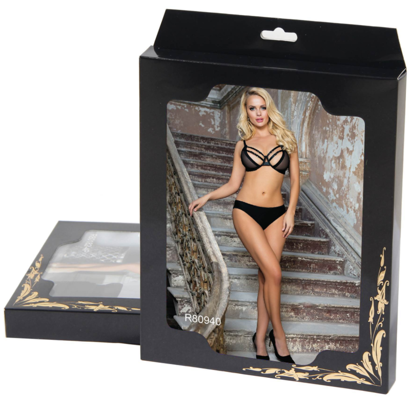 SUBBLIME - ENSEMBLE DEUX PIÈCES DE SOUTIEN-GORGE TRANSPARENT ET BANDES S/M - Sensualia