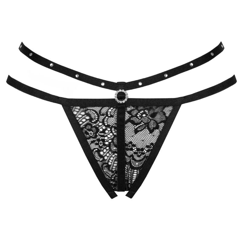 LIVCO CORSETTI FASHION - NOMADE TANGA CROTCHLESS NEGRO - Sensualia