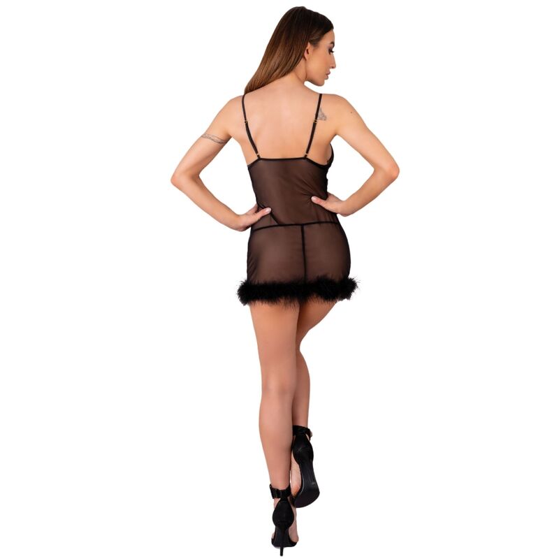 LIVCO CORSETTI FASHION - ZERUNAM SET BABYDOLL + TANGA NEGRO - Sensualia