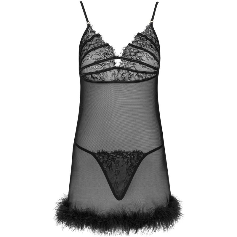 LIVCO CORSETTI FASHION - ZERUNAM SET BABYDOLL + TANGA NEGRO - Sensualia