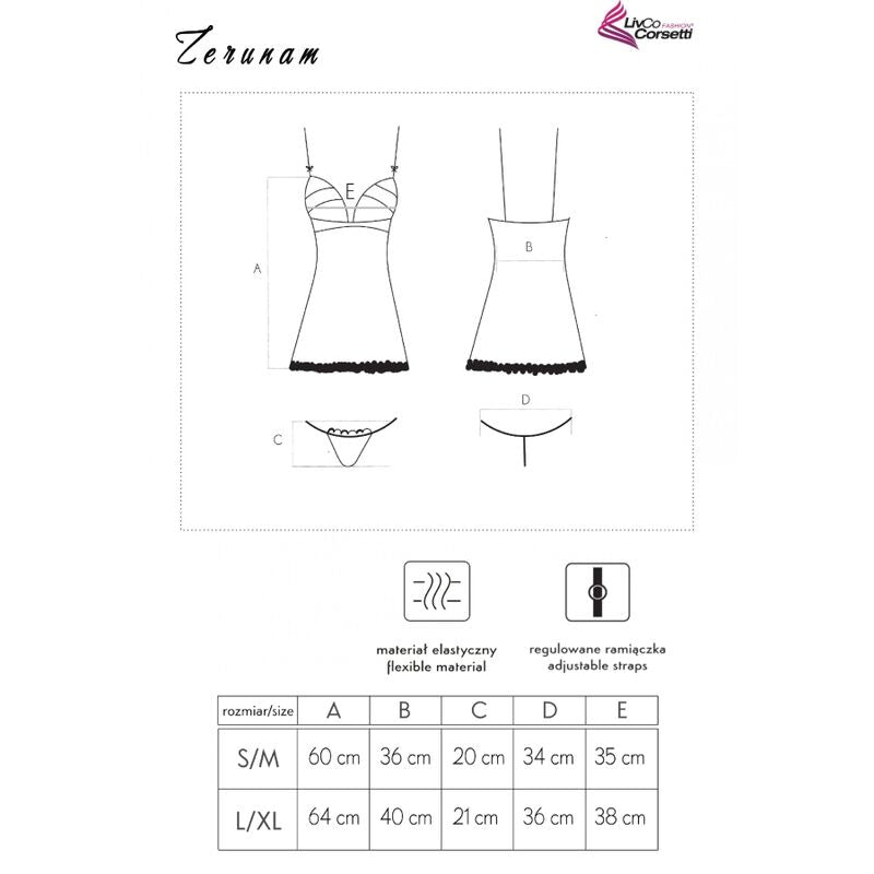 LIVCO CORSETTI FASHION - ZERUNAM SET BABYDOLL + TANGA NEGRO - Sensualia