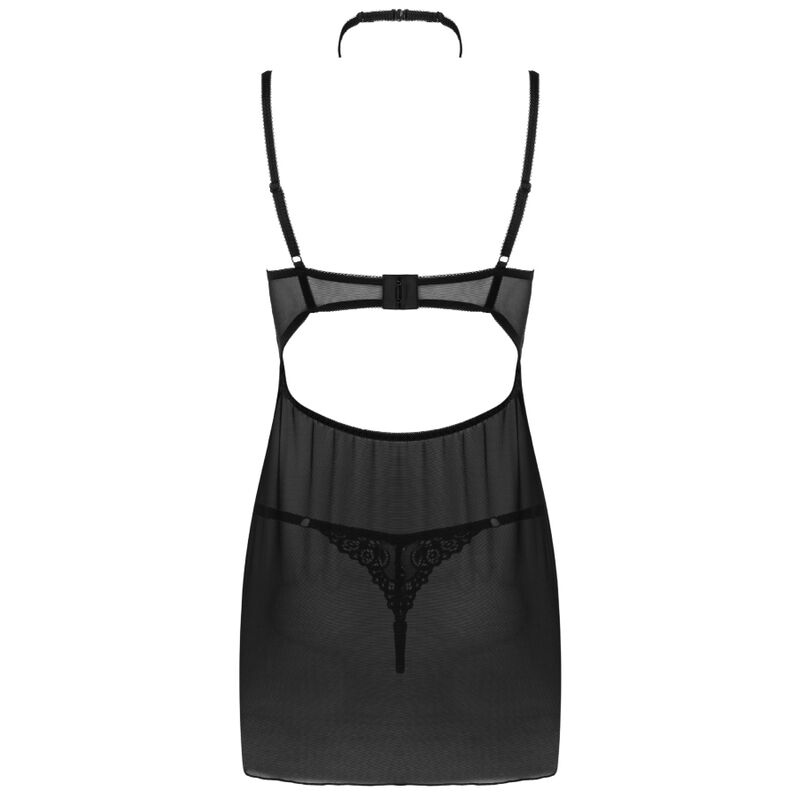 LIVCO CORSETTI FASHION - BINELLA SET BABYDOLL + TANGA NEGRO - Sensualia