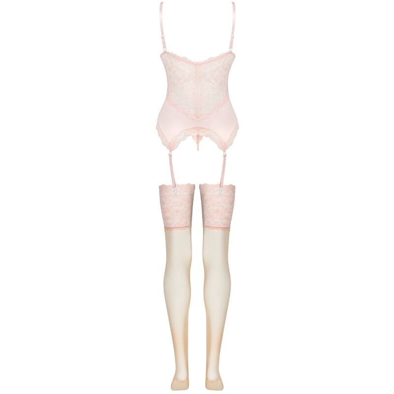 LIVCO CORSETTI FASHION - PERSINNE PEACH SET CORSET + PANTY + MEDIAS - Sensualia