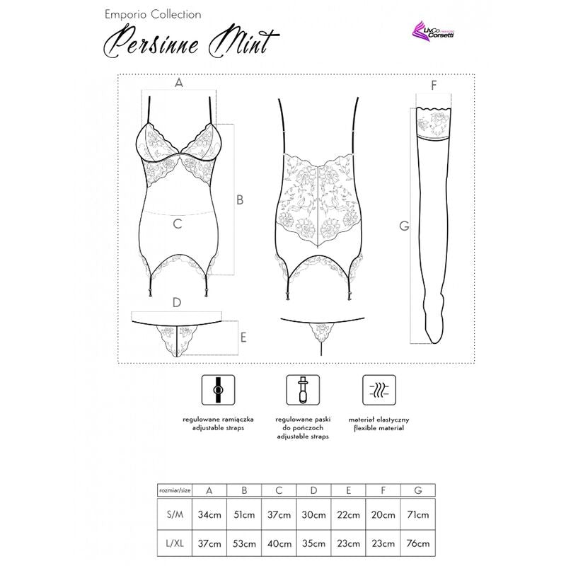 LIVCO CORSETTI FASHION - PERSINNE MIT EMPORIO SET CORSET + PANTY + MEDIAS - Sensualia