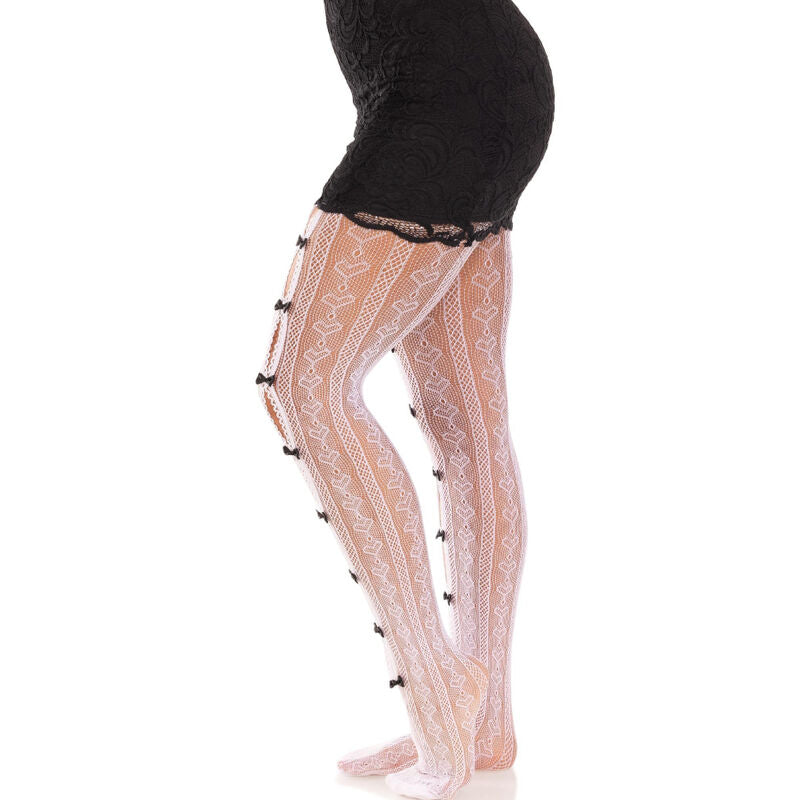 LEG AVENUE - MEDIAS CON ABERTURAS CORAZON & LAZOS ROSA - Sensualia