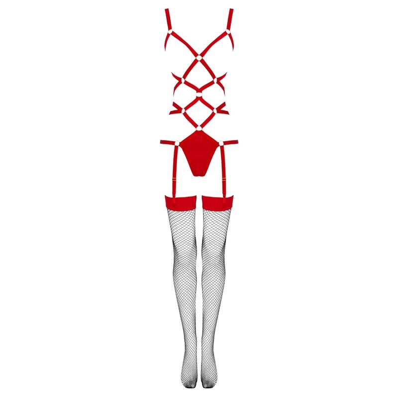 LIVCO CORSETTI FASHION - THIARA LC 20213 SET BODY + MEDIAS ROJA S/M - Sensualia