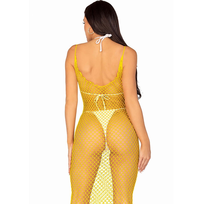 LEG AVENUE - VESTIDO DE REJILLA LARGO AMARILLO TALLA ÚNICA - Sensualia