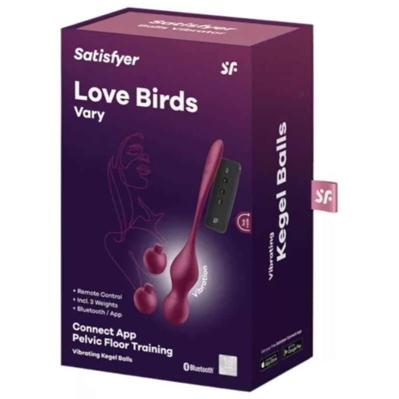 SATISFYER - LOVE BIRDS VARY BALLES VIBRANTES APPLICATION GRATUITE VIN ROUGE - Sensualia
