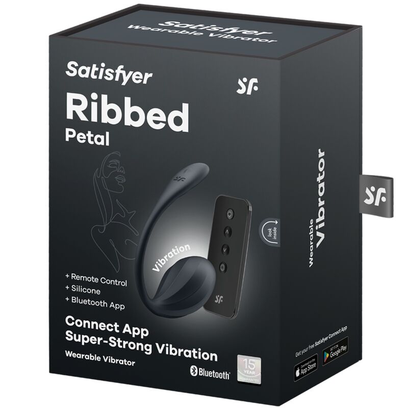 SATISFYER - RIBBED PETAL TÉLÉCOMMANDE DE STIMULATEUR DE POINT G NOIR APPLICATION GRATUITE - Sensualia