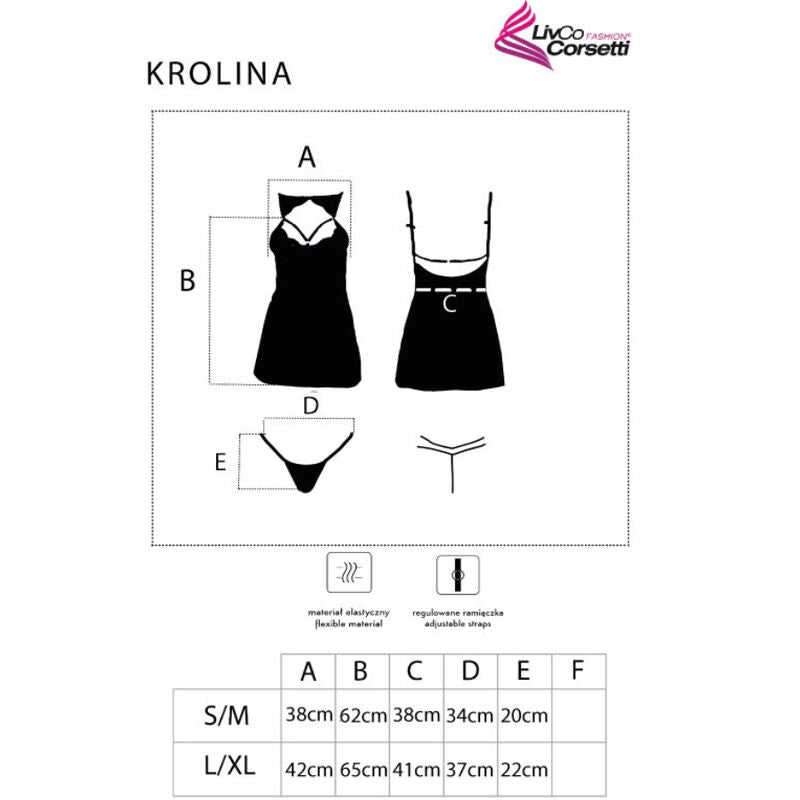 LIVCO CORSETTI FASHION - KROLINA LC 90734 CHEMISE + TANGA NEGRO S/M - Sensualia