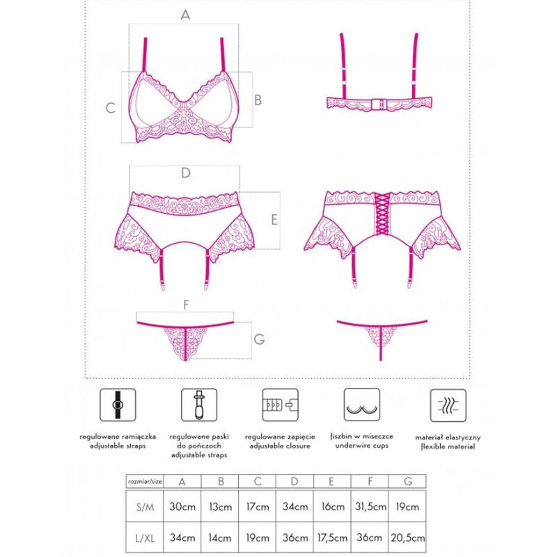 LIVCO CORSETTI FASHION - NAHIR LC 20214 SUJETADOR + PANTY + LIGUERO S/M - Sensualia