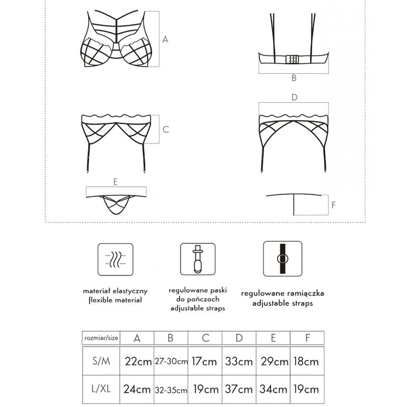 LIVCO CORSETTI FASHION - SOLEDAD LC 20217 SUJETADOR + PANTY + LIGUERO S/M - Sensualia