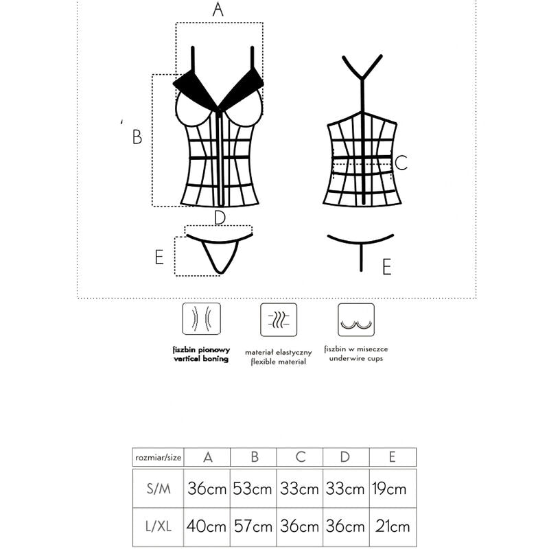 LIVCO CORSETTI FASHION - LAURA LC 20215 CORSET + TANGA S/M - Sensualia