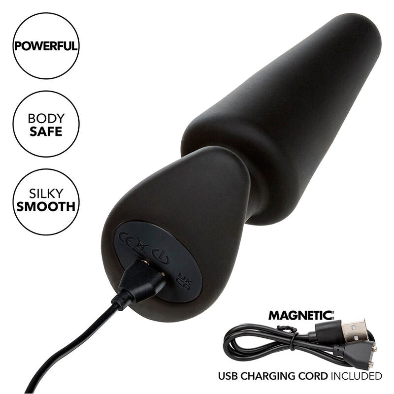 CALEXOTICS - ROCK BOTTOM TAPERED ANAL PLUG 10 VIBRATIONS SILICONE NOIR - Sensualia