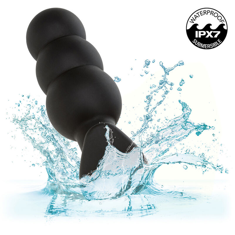 CALEXOTICS - ROCK BOTTOM PLUG ANAL PERLÉ 10 VIBRATIONS SILICONE NOIR - Sensualia