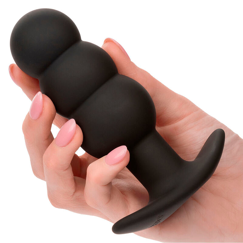 CALEXOTICS - ROCK BOTTOM PLUG ANAL PERLÉ 10 VIBRATIONS SILICONE NOIR - Sensualia