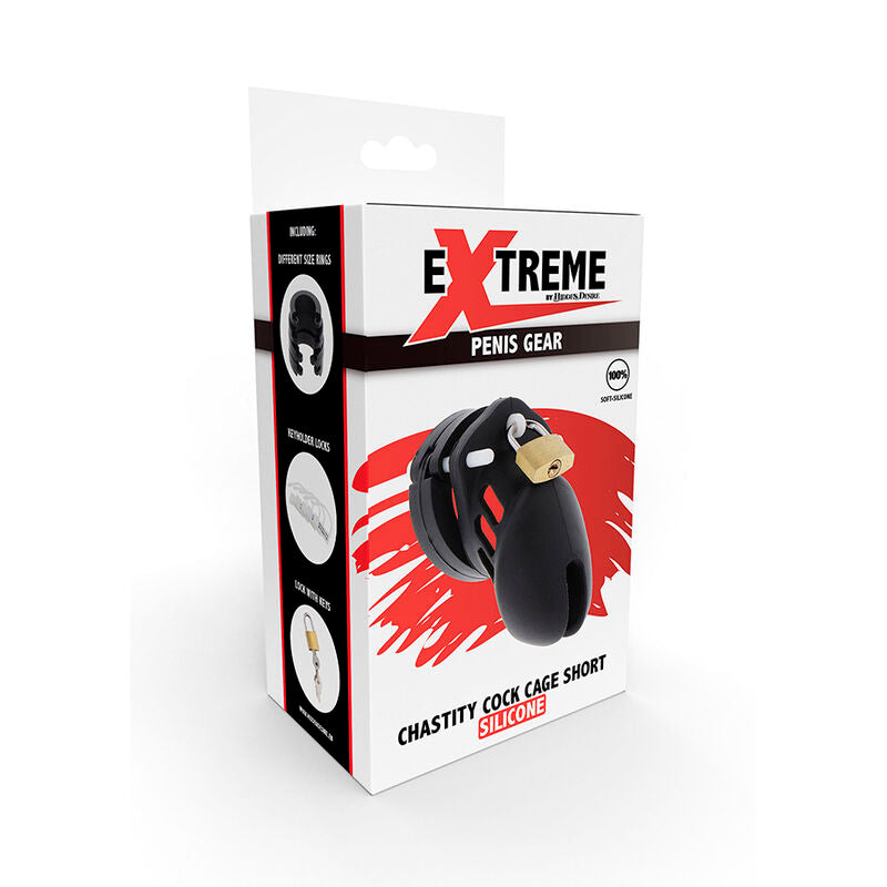 HIDDEN DESIRE - EXTREME CAGE DE CHASTETÉ SILICONE TAILLE S NOIR - Sensualia